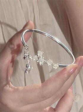 楚噢CHUO足银9999桃花铃铛手镯手环纯银新中式国风精致女小众新款