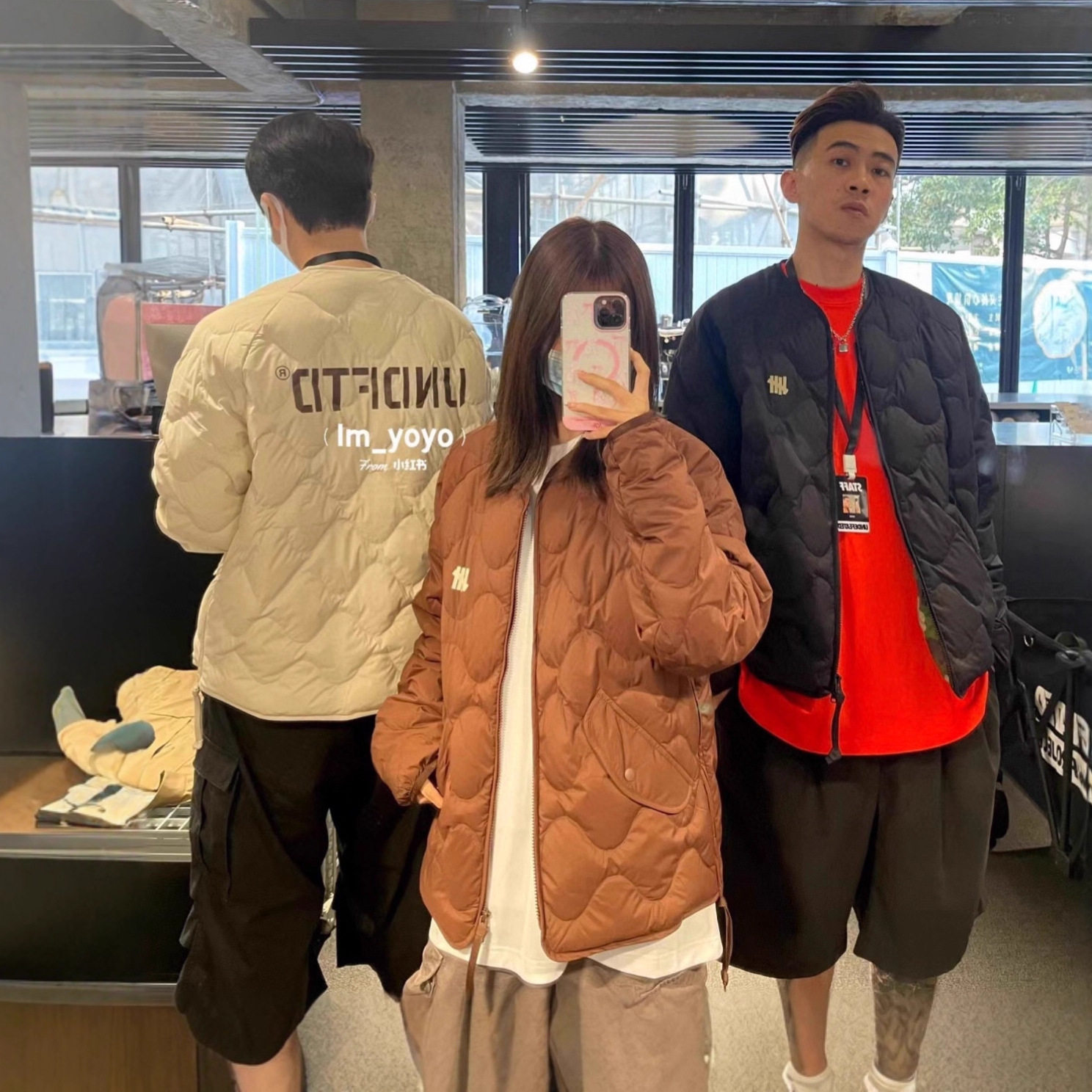 正确版本 UN D 五道杠印花轻薄羽绒服可收纳男女情侣款羽绒服夹克