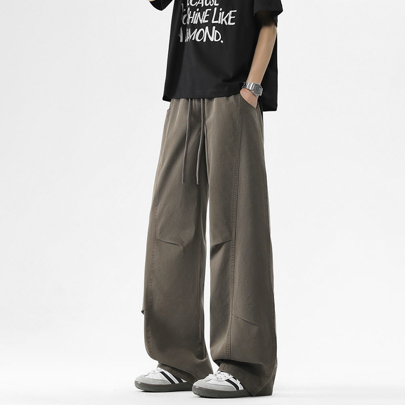 ACU男装|莱赛尔天丝面料休闲裤男2026夏季收褶拼接宽松阔腿裤子男