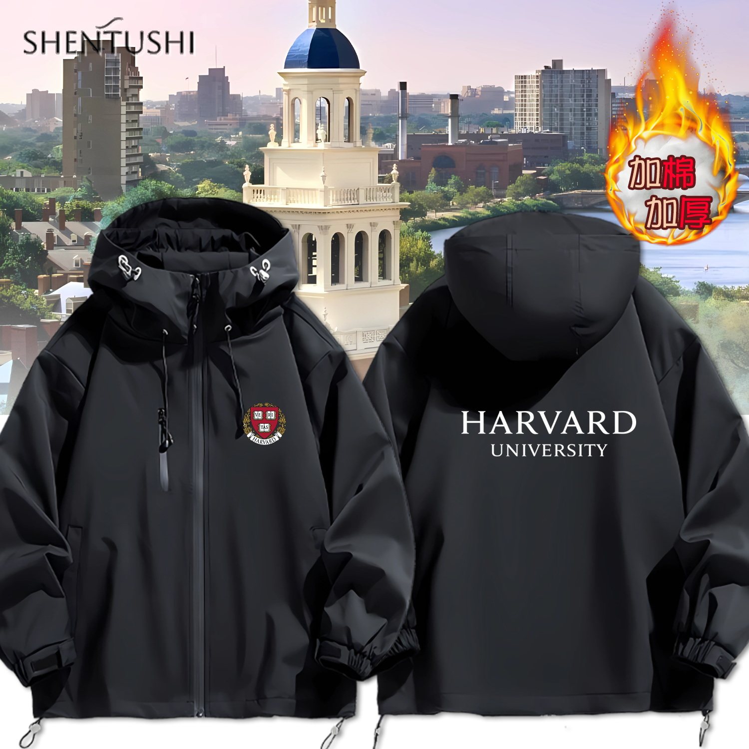 连帽秋冬新款宽松防风冲锋衣