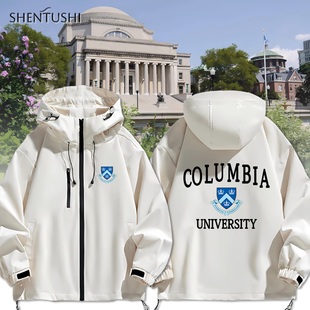 NASA联名哥伦比亚大学美式秋季连帽休闲百搭男女情侣装冲锋衣夹克