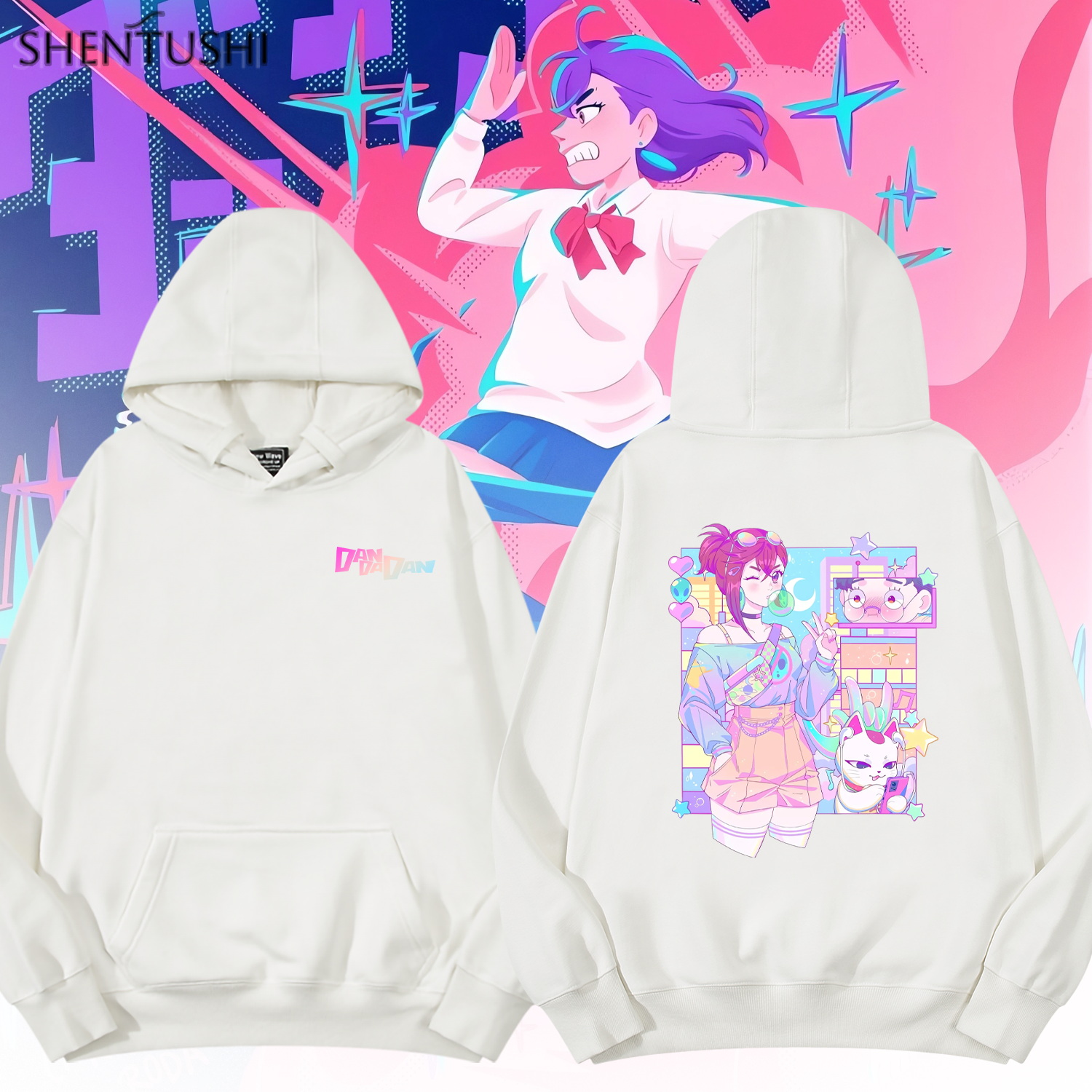 加绒柔顺亲肤保暖连帽卫衣