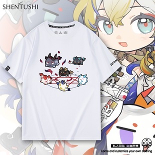 明日方舟龙泡泡年夕令重岳短袖T恤男女生纯棉夏季游戏周边上衣服