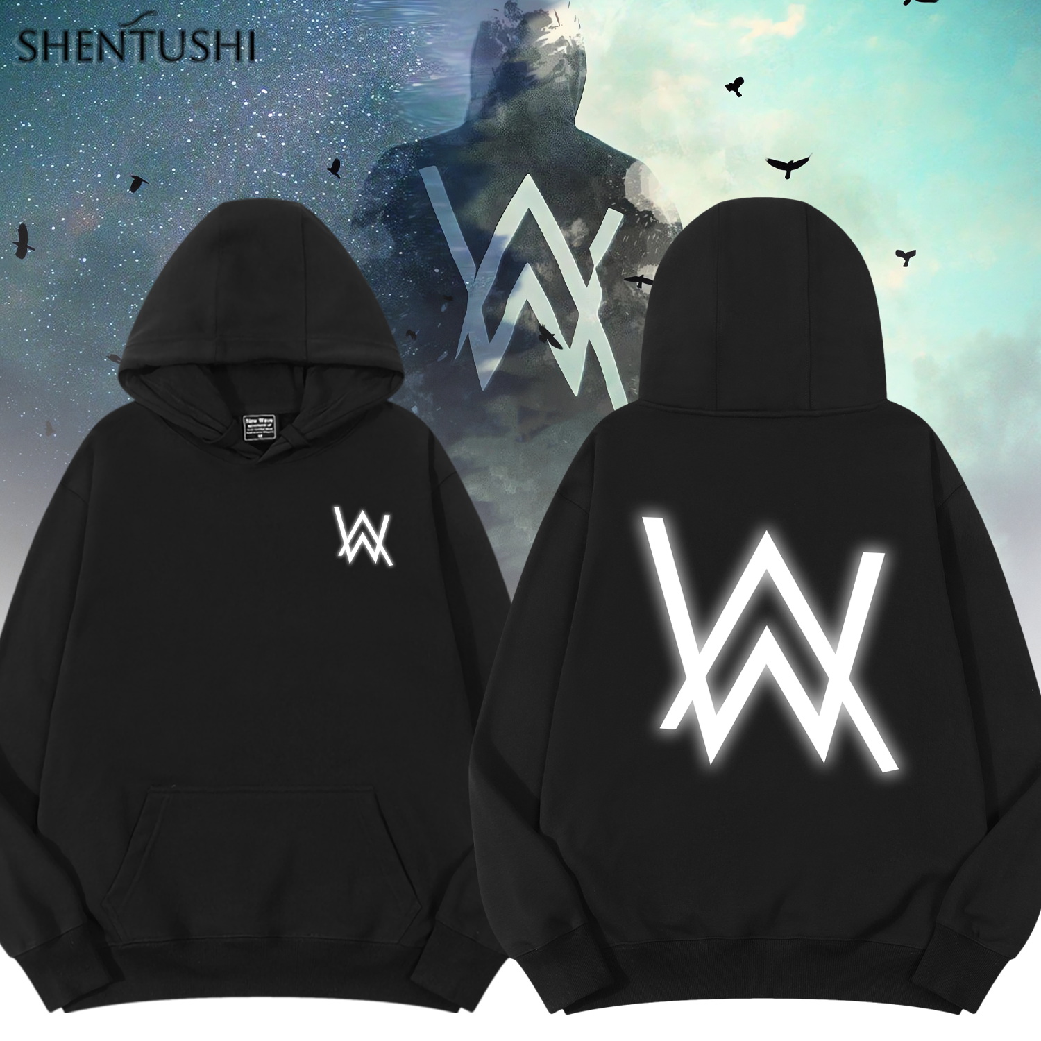 加绒柔顺亲肤保暖连帽卫衣