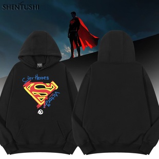 DC超人电影周边同款联名衣服冬季加绒保暖连帽卫衣服男女情侣外套
