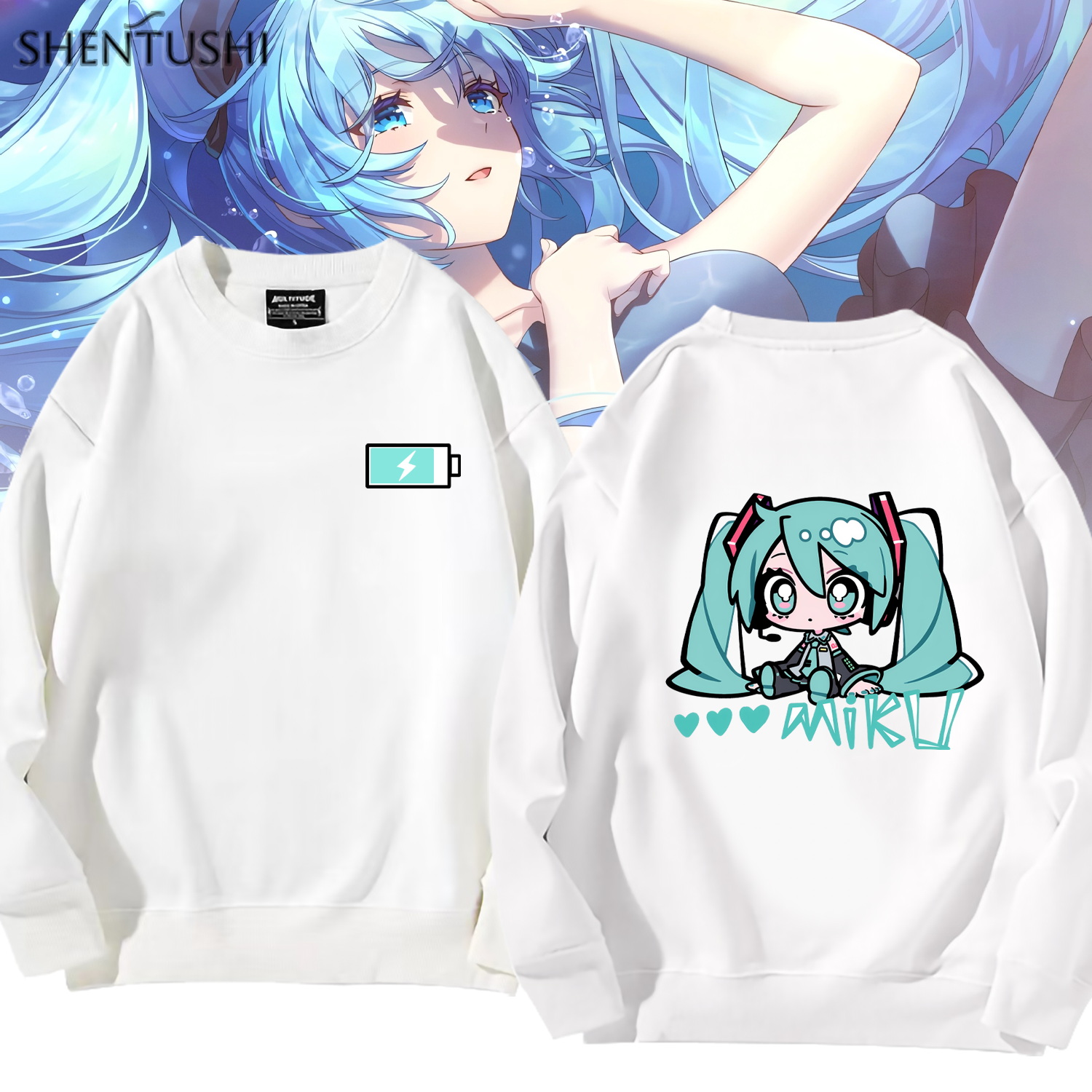 加绒柔顺亲肤保暖圆领卫衣