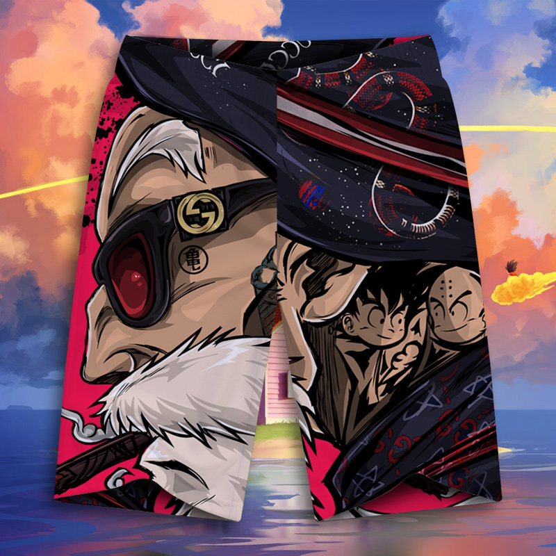 七龙珠动漫周边沙滩短裤男潮牌悟空联名龟仙人大码宽松情侣休闲裤