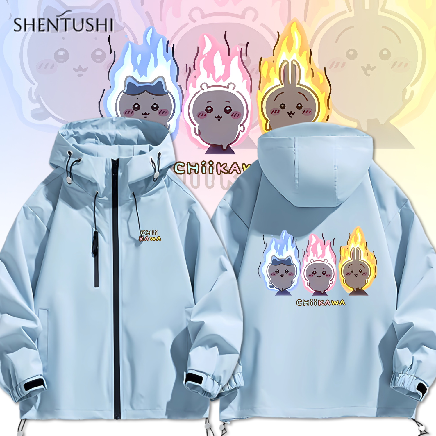 连帽秋冬新款宽松防风冲锋衣