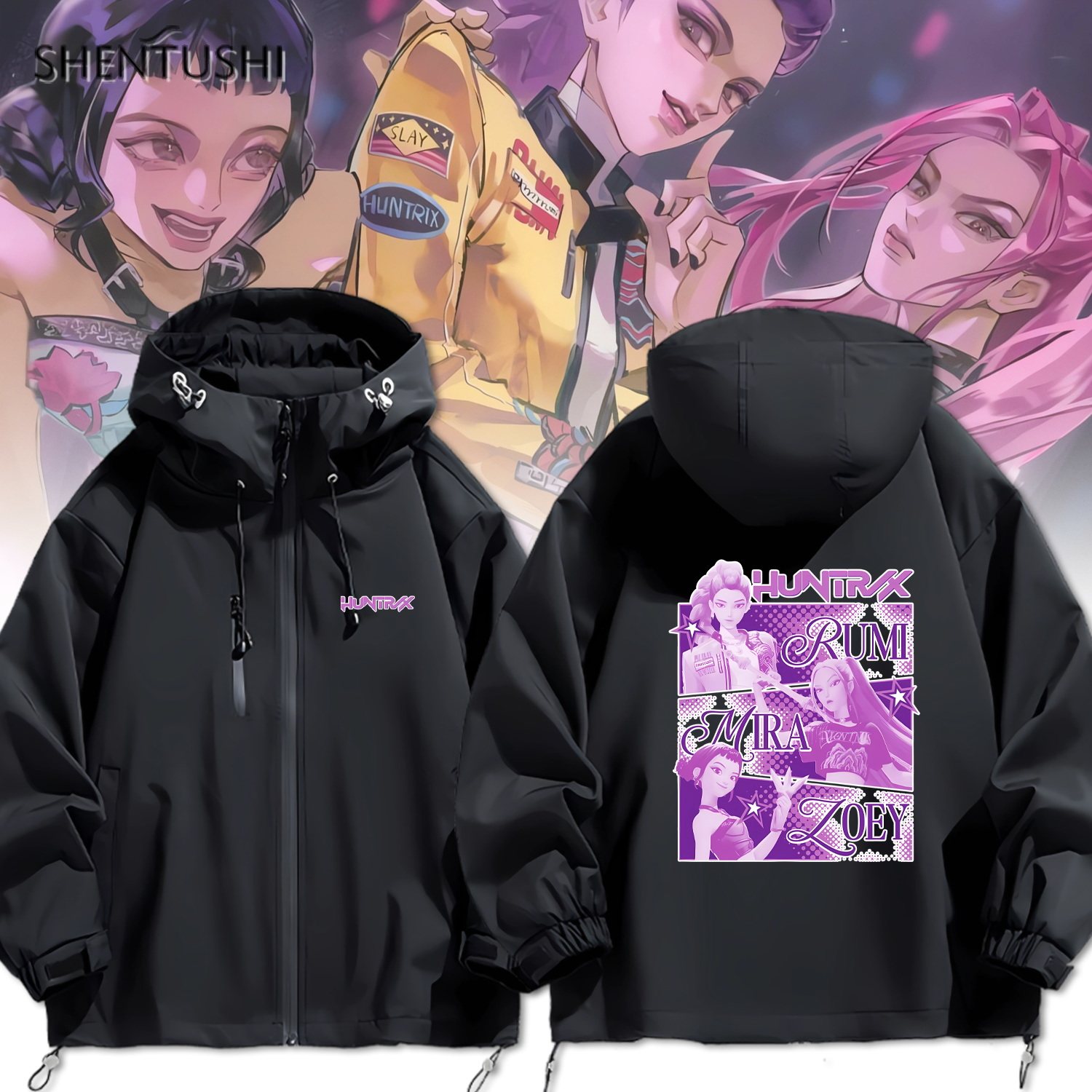 连帽秋冬新款宽松防风冲锋衣