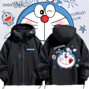 NASA联名宇航员哆啦A梦机器猫男女休闲冲锋衣宽松