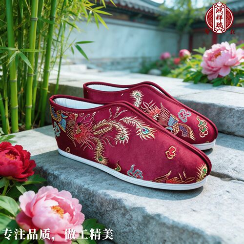 寿鞋绣花老人冲喜布鞋莲花梯子