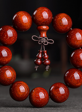 印度小叶紫檀手串满鱼龙鳞纹金星2.0高油密二膘料泥老料佛珠男款