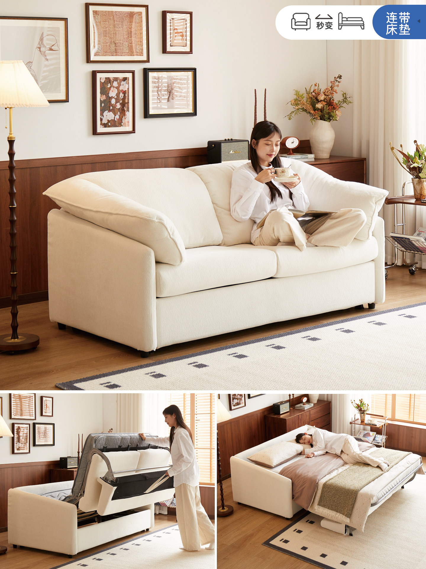 高端沙发床可折叠小户型客厅两用多功能北欧单人双人书房沙发一体