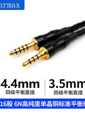 适用HIFIMAN DEVA HE-R10 R9 4.4mmTRRS平衡线16股单晶铜耳机线
