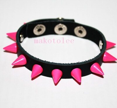 Fluorescent Pink Spiked Silicone Bracelet: Your Bold Street Style Edge - Product image 4