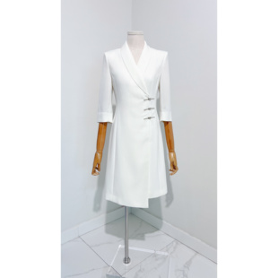 2025夏季新品新中式西装裙连衣裙播音主持上镜装面试会议正装女士