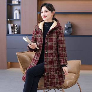 妈妈睡衣女冬加绒加厚单件上衣中老年人女士棉袄中长款家居服棉衣