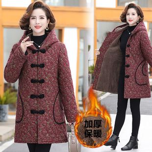 睡衣女冬款加绒加厚单件上衣中老年妈妈棉衣宽松中长款家居服棉服