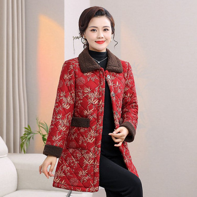 冬季单件睡衣加厚花棉袄女50多岁
