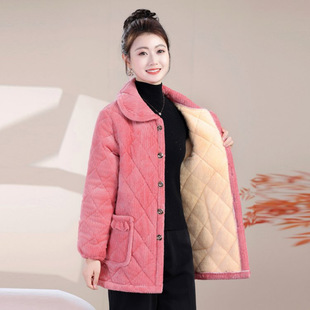 中老年人睡衣棉袄女士冬天家居服女款加厚上衣单件妈妈加绒保暖衣