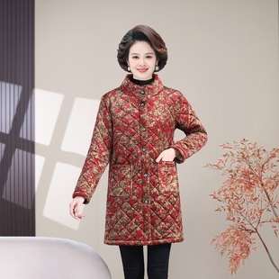 中老年女士睡衣单件上衣冬加绒加厚棉袄妈妈中长款保暖棉袄家居服