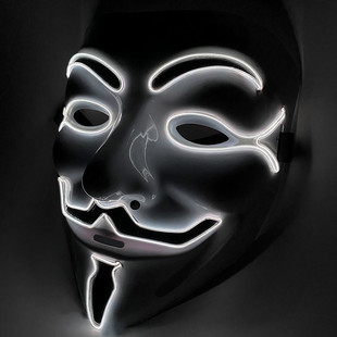 新款 万圣节EL发光面具V字仇杀队夜光LED鬼脸化妆舞会派对成人道具