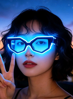 新款EL发光眼镜LED墨镜夜场KTV音乐节少女派对氛围感拍照潮流配饰
