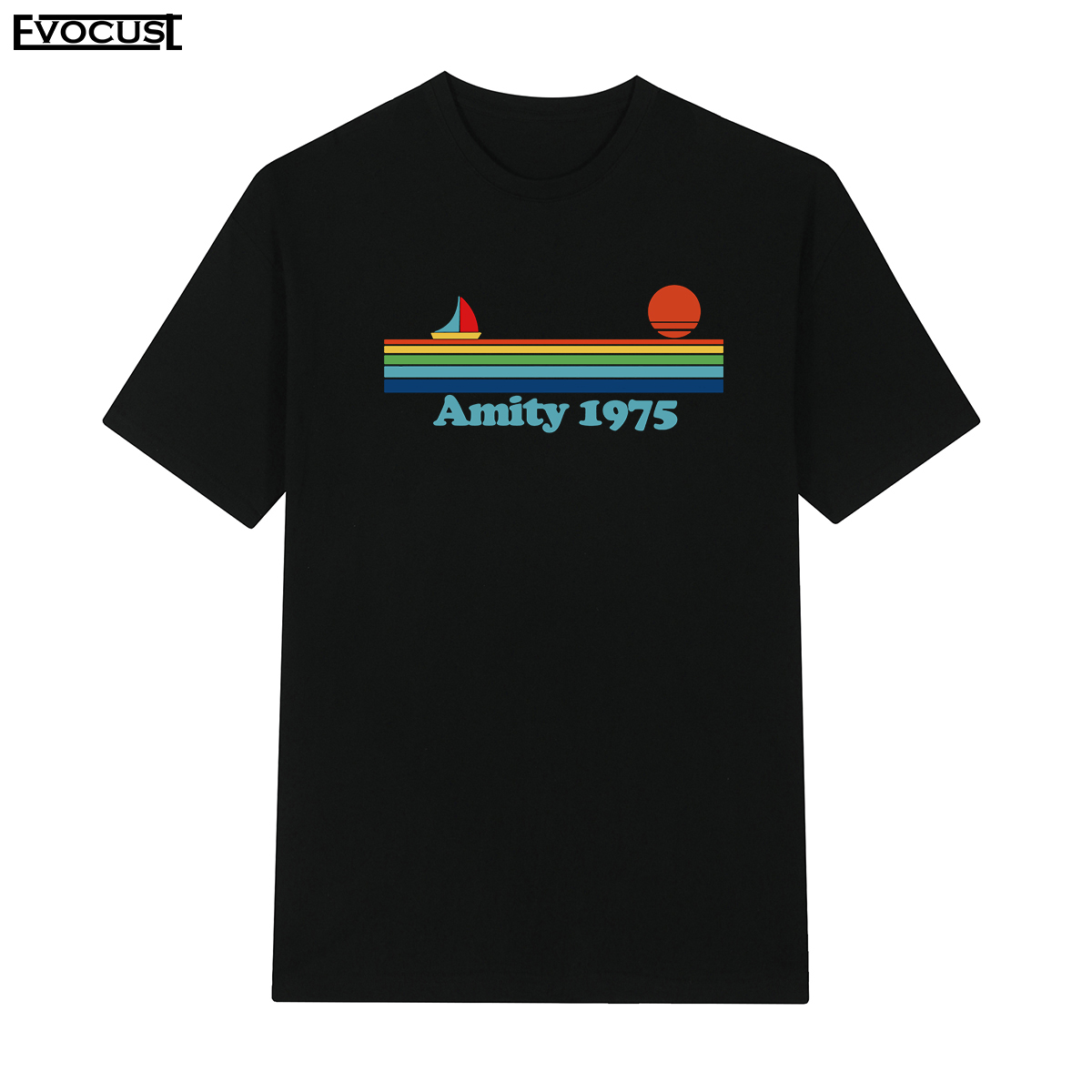 Amity 1975大白鲨Jaws史蒂文斯皮尔伯格复古街头电影短袖T恤男女