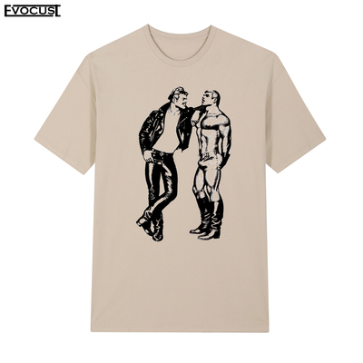 芬兰的汤姆Tom of Finland皮衣牛仔美式同志短袖T恤男女复古怀旧