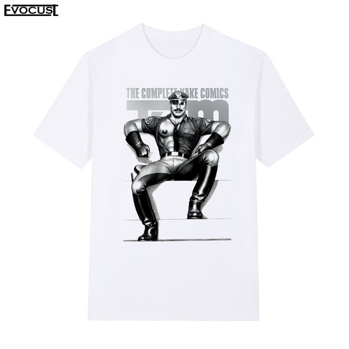 芬兰的汤姆Tom of Finland艺术电影制服皮靴短袖T恤男女复古涂鸦