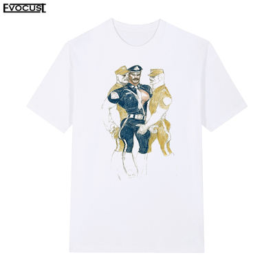 芬兰的汤姆Tom of Finland短袖T恤制服浪漫艺术休闲角色涂鸦男女