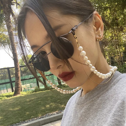 珍珠眼镜链子王子文同款双层墨镜链街头时尚酷潮女生欧美网红气质