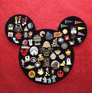 迪迷章屋原創 自創米奇迪士尼徽章板展示板胸针勋收纳框米老鼠头