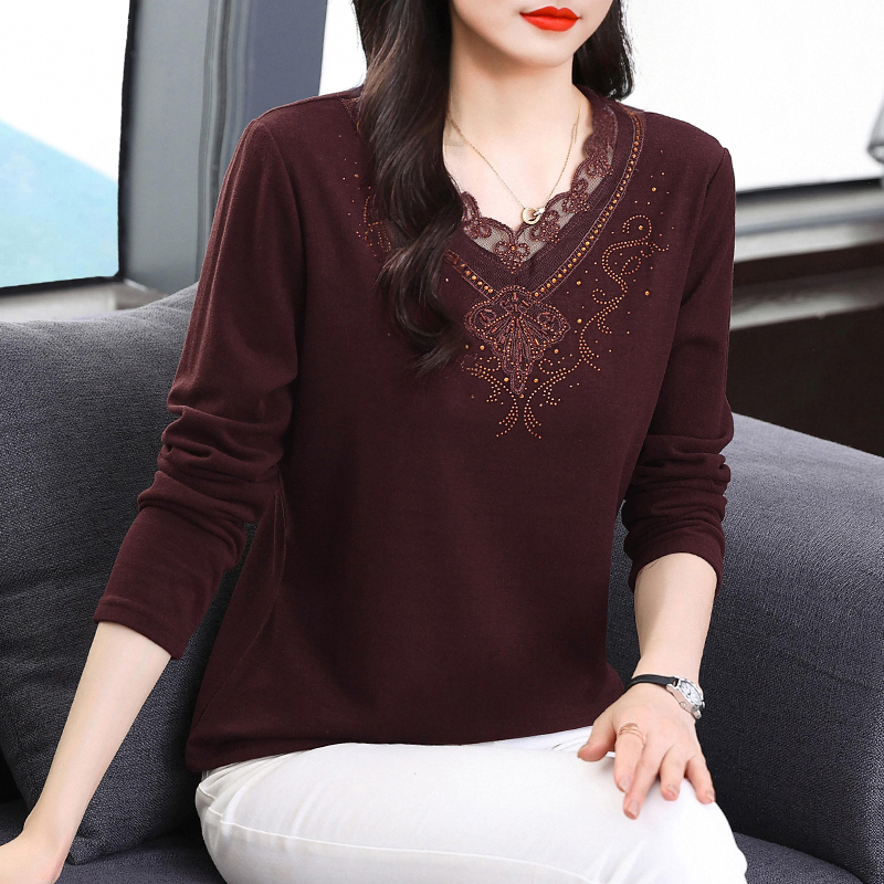 德绒长袖t恤女装2025年秋冬新款洋气大码保暖胖mm女士上衣打底衫