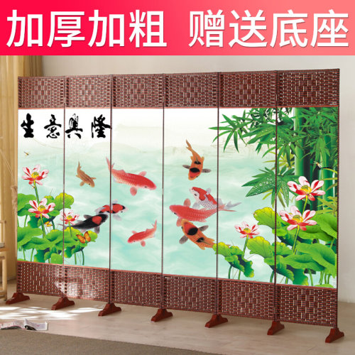 中式藤编简易屏风k隔断客厅折叠办公室移动现代简约遮挡帘平风挡