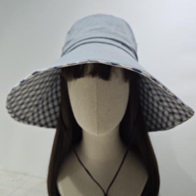 日本皇家御用品牌超大帽檐遮热抗uv棉质防晒帽自带防风绳56-58.5