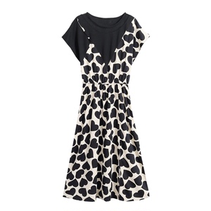 RM7596#大码女装2023夏季新款时尚修身显瘦不规则拼接连衣裙