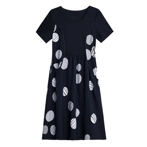 RM7593#大码女装2023春夏新款时尚印花宽松休闲胖妹妹中长款连衣裙