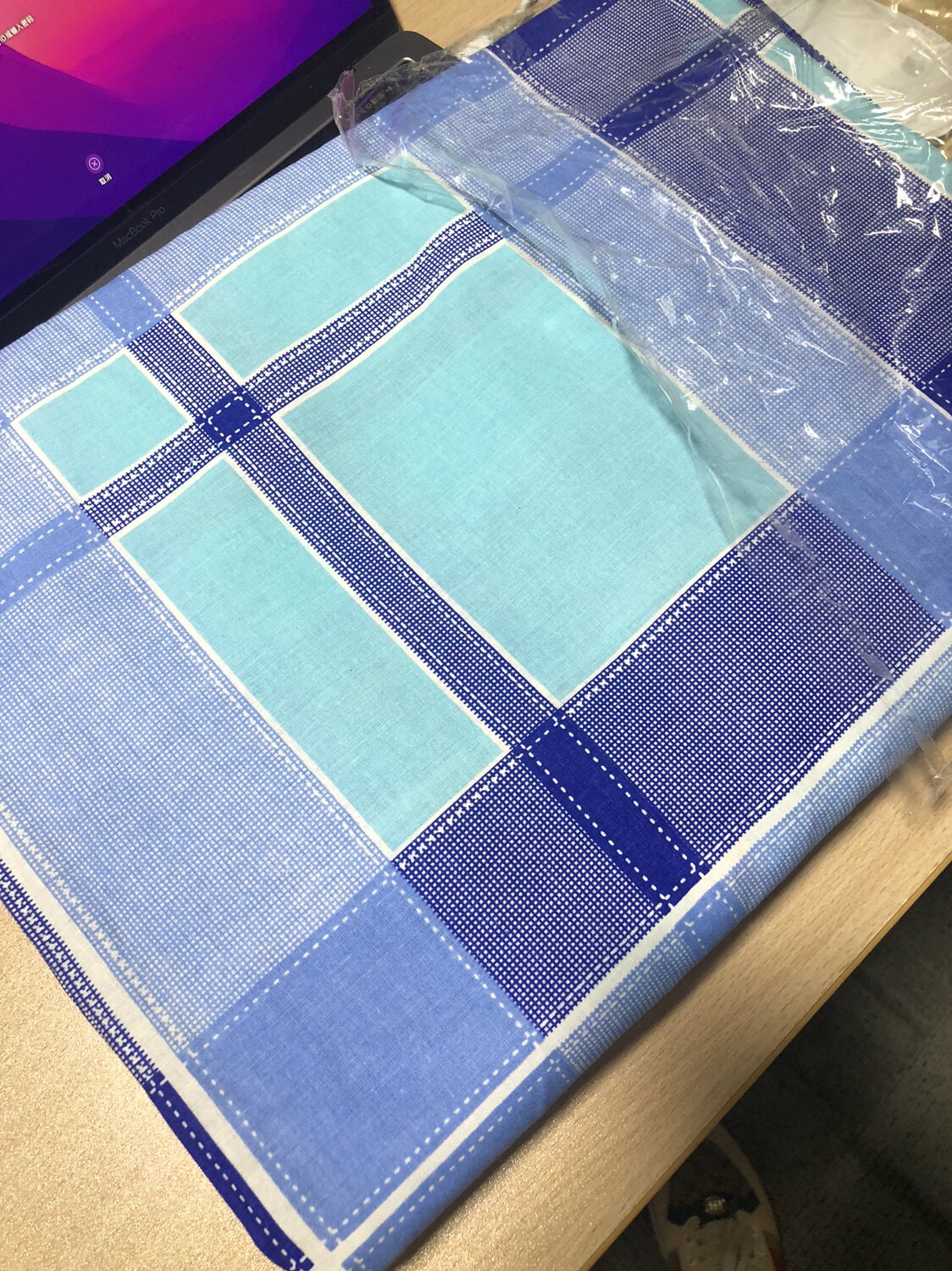 蓝格子百分百斜纹纯棉布料长沙学校同款花色床单被套尺寸可以任选