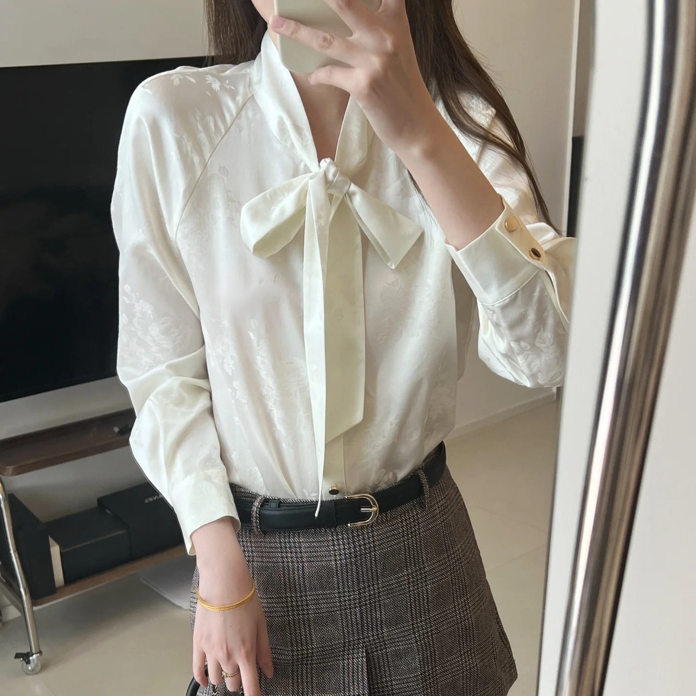 春夏 白月光丝毛蝴蝶结百搭衬衫