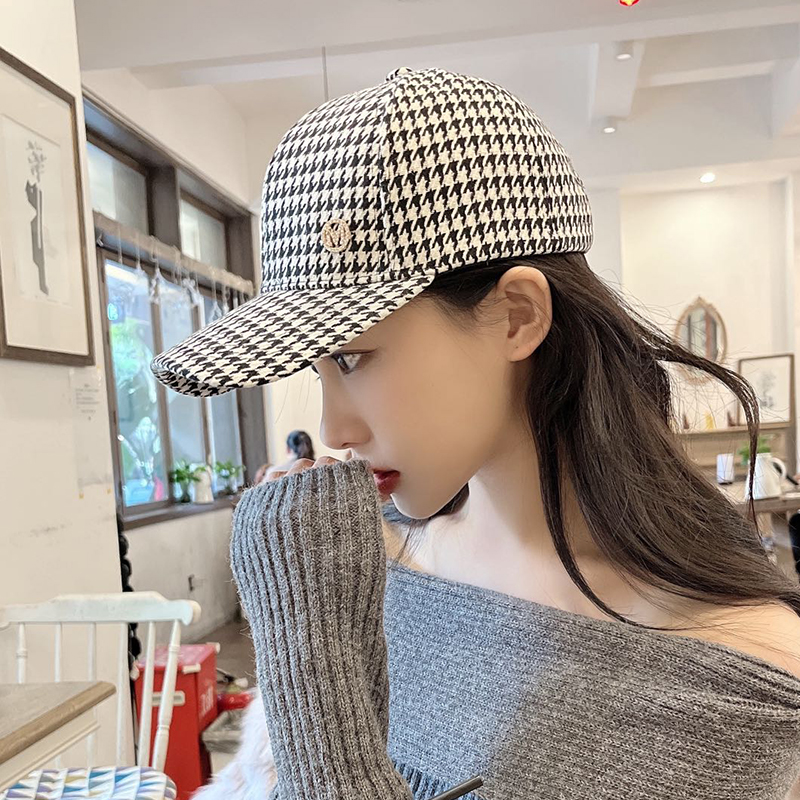 秋季千鸟格M标爆款棒球帽
