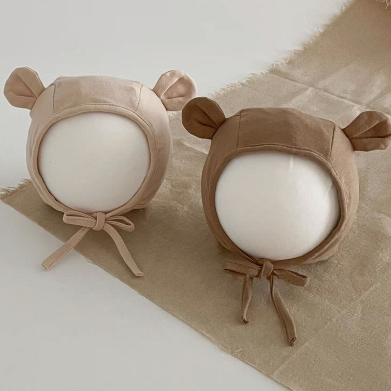 宝宝帽子春秋护耳帽新生儿胎帽纯棉婴幼儿可爱超萌秋季系带套头帽