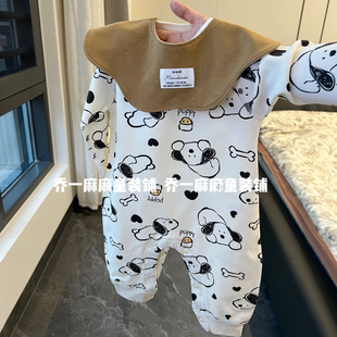 【春秋冬100棉】婴儿连体衣春秋新生儿a类衣服纯棉无骨睡衣