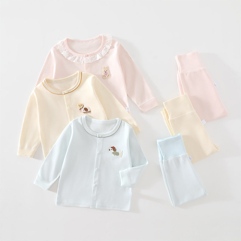 婴儿衣服宝宝高腰分体套装春秋季
