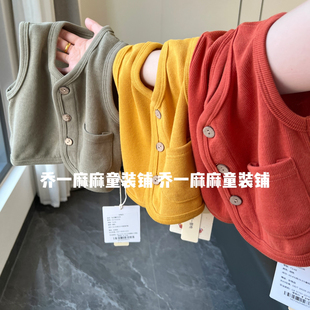 25秋季新款婴儿衣服马甲宝宝a类马夹儿童坎肩空调服外穿开衫上衣