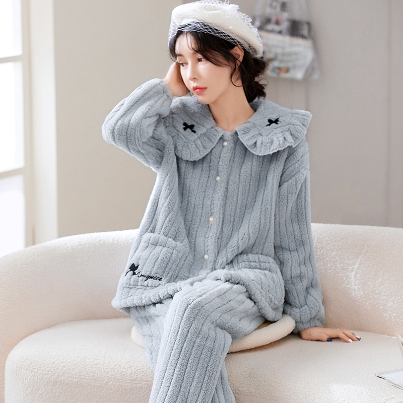 女士珊瑚绒睡衣家居服冬季