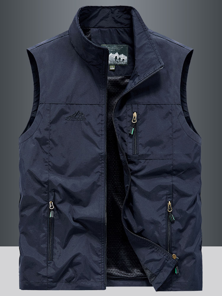 AUTUMN AND WINTER REVERSIBLE POLAR FLEECE VEST MENS FISHING SHOULDER OUTDOOR QUICK-DRYING FLEECE HORSE CLIP MENS STAND-UP COLLAR VEST