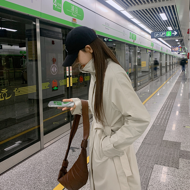 欧货黑色中长款冲锋衣女款2025新款宽松加棉休闲风衣棉服风衣外套