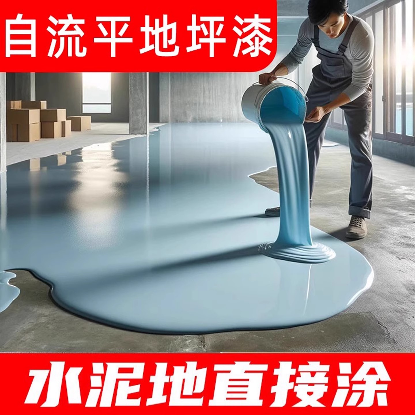 新型水性室内家用地坪漆水泥地面漆专用防水耐磨高强度自流平改造