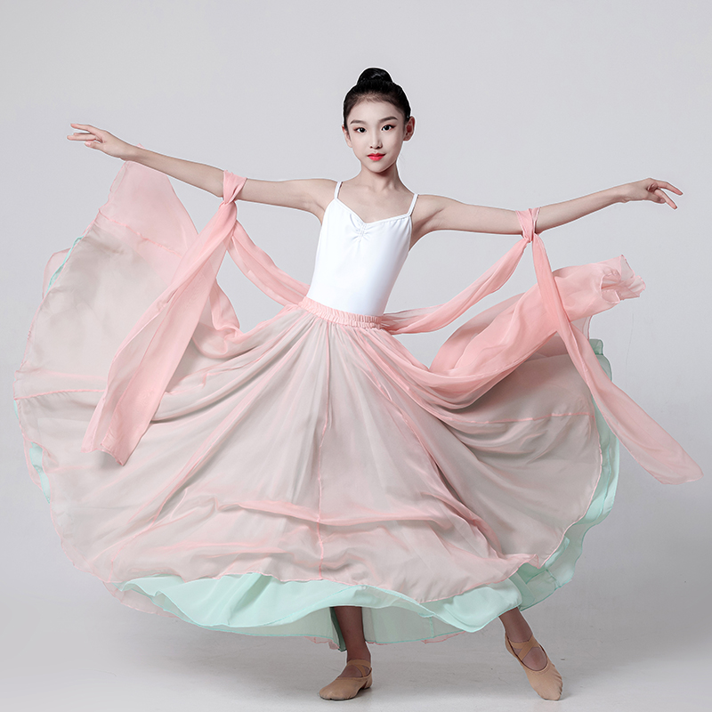 儿童黑月光舞蹈大摆裙古典演出服